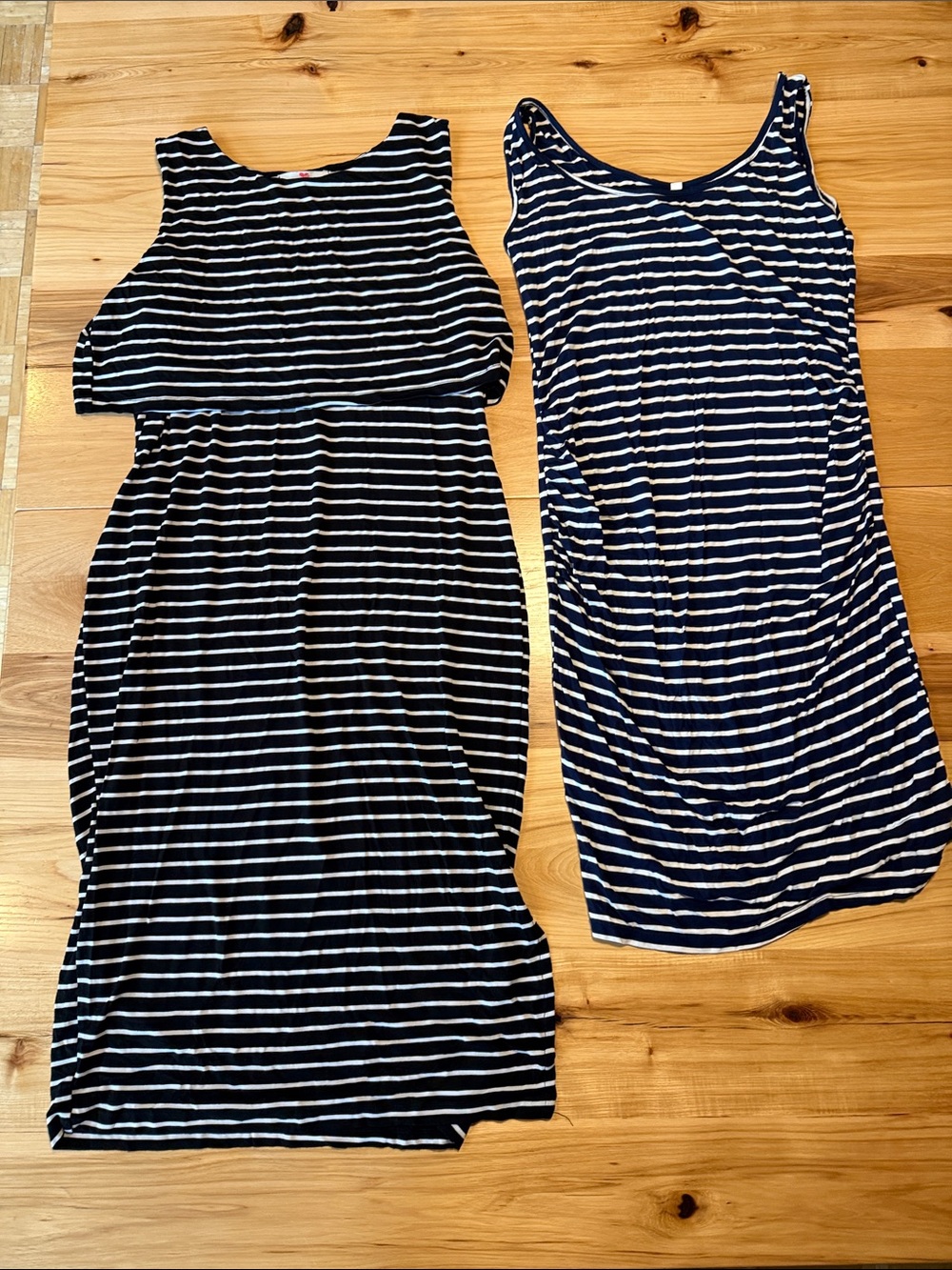 Maternity Striped Navy/White Sleeveless Women's Dress and Nursing Black/White